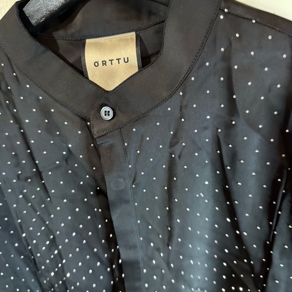 ORTTU Black Shirt Jacket with Subtle Dots - Picture 4 of 9